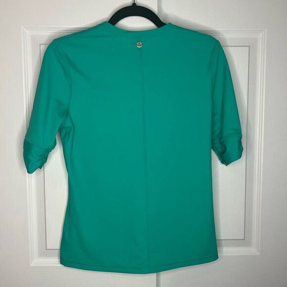 Prana Short Sleeved 1/4 Zip Teal Rashguard Top Women’s Small - Picture 2 of 8